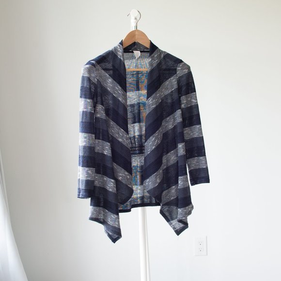 Navy striped open-in-the-front sweater Size Small - Picture 1 of 9
